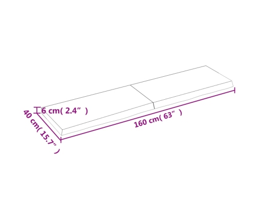 vidaXL Estante de pared madera maciza roble sin tratar 160x40x(2-6) cm