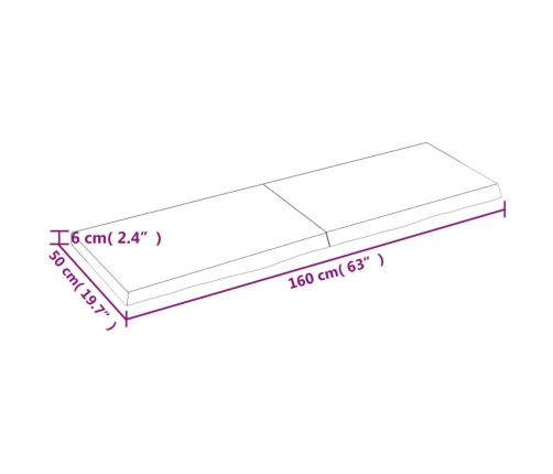 vidaXL Estante de pared madera maciza roble sin tratar 160x50x(2-6) cm