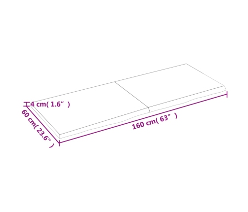 vidaXL Estante de pared madera maciza roble sin tratar 160x60x(2-4) cm