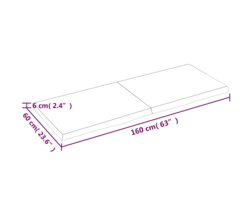 Estante de pared madera maciza roble sin tratar 160x60x(2-6) cm