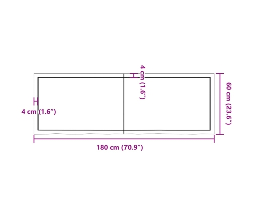 Estante de pared madera maciza roble sin tratar 180x60x(2-6) cm