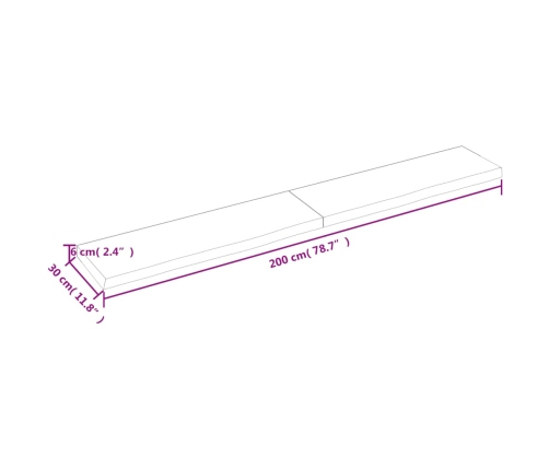 Estante de pared madera maciza roble sin tratar 200x30x(2-6) cm