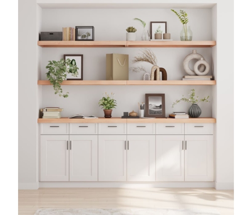 Estante de pared madera maciza roble sin tratar 220x30x(2-6) cm