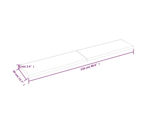 vidaXL Estante de pared madera maciza roble sin tratar 220x40x(2-6) cm