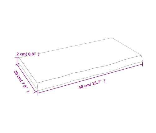 Estante de pared madera de roble tratada marrón claro 40x20x2cm