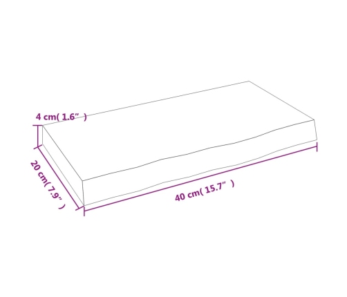 Estante de pared madera de roble tratada marrón claro 40x20x4cm