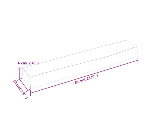 Estante de pared madera de roble tratada marrón claro 60x10x6cm