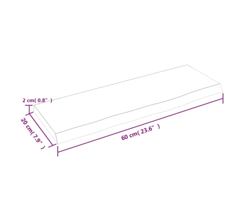 Estante de pared madera de roble tratada marrón claro 60x20x2cm