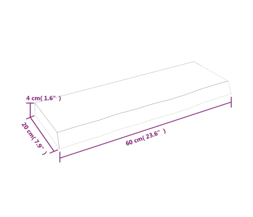 Estante de pared madera de roble tratada marrón claro 60x20x4cm