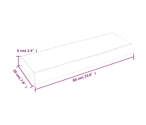 vidaXL Estante de pared madera de roble tratada marrón claro 60x20x6cm