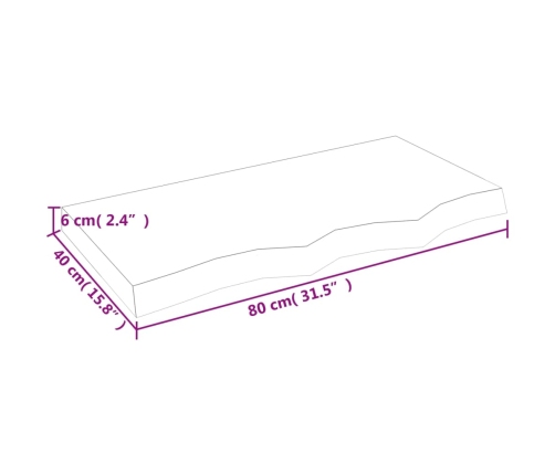 Estante pared madera roble tratada marrón claro 80x40x(2-6) cm