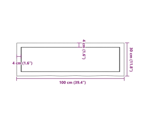 Estante pared madera roble tratada marrón claro 100x30x(2-4) cm