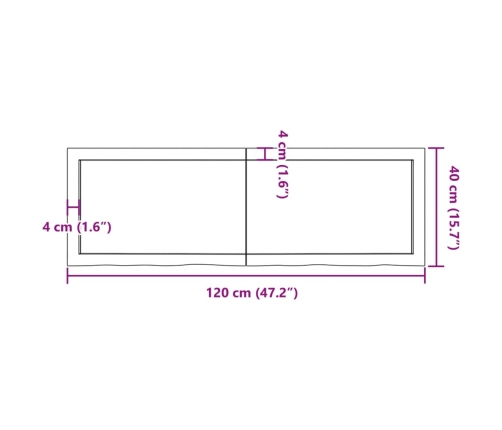 Estante pared madera roble tratada marrón claro 120x40x(2-4) cm