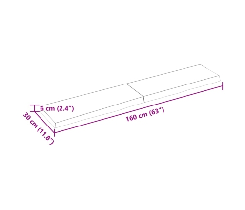 vidaXL Estante pared madera roble tratada marrón claro 160x30x(2-6) cm