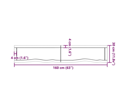 vidaXL Estante pared madera roble tratada marrón claro 160x30x(2-6) cm