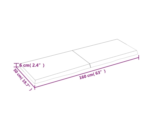 vidaXL Estante pared madera roble tratada marrón claro 160x50x(2-6) cm