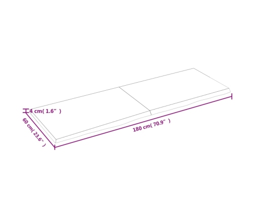 Estante pared madera roble tratada marrón claro 180x60x(2-4) cm