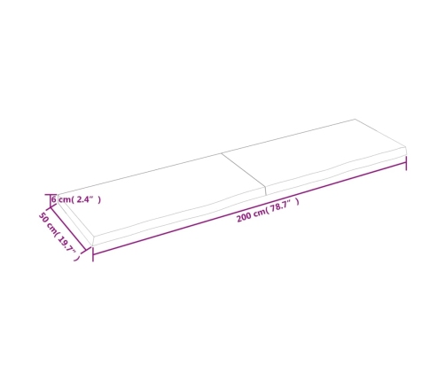 vidaXL Estante pared madera roble tratada marrón claro 200x50x(2-6) cm