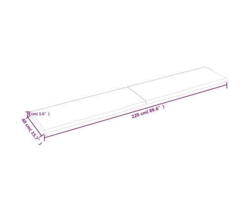 vidaXL Estante pared madera roble tratada marrón claro 220x40x(2-4) cm