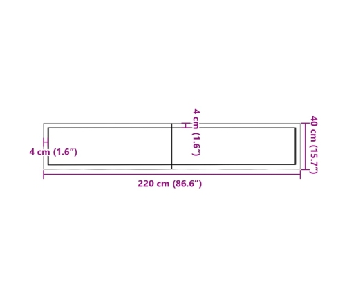 vidaXL Estante pared madera roble tratada marrón claro 220x40x(2-6) cm