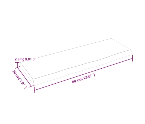 Estante de pared madera roble tratada marrón oscuro 60x20x2 cm