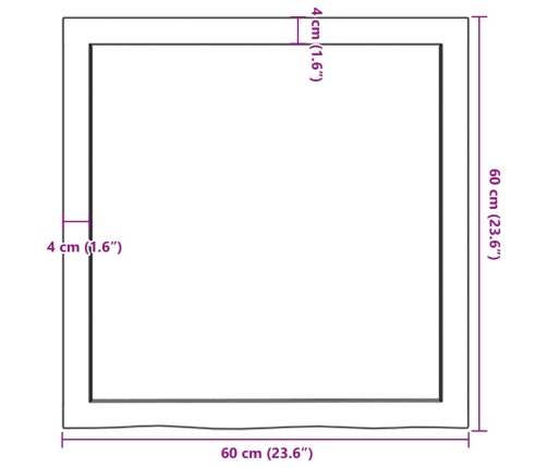 Estante pared madera roble tratada marrón oscuro 60x60x(2-4) cm