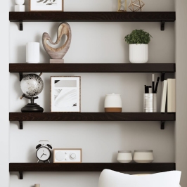 Estante de pared madera roble tratada marrón oscuro 80x10x6 cm