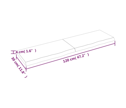 vidaXL Estante pared madera roble tratada marrón oscuro 120x30x(2-4)cm