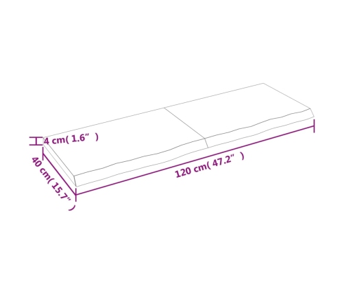 vidaXL Estante pared madera roble tratada marrón oscuro 120x40x(2-4)cm