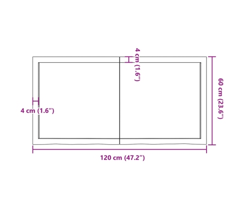 Estante pared madera roble tratada marrón oscuro 120x60x(2-4)cm