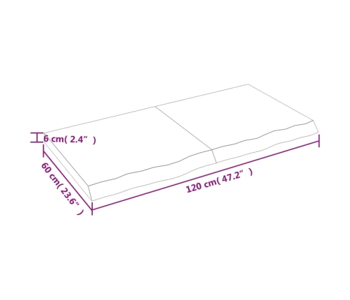 vidaXL Estante pared madera roble tratada marrón oscuro 120x60x(2-6)cm