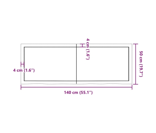 vidaXL Estante pared madera roble tratada marrón oscuro 140x50x(2-6)cm