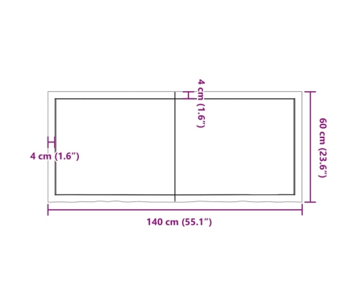 vidaXL Estante pared madera roble tratada marrón oscuro 140x60x(2-6)cm