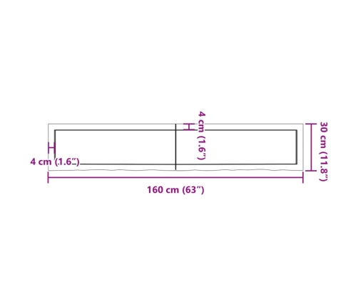 vidaXL Estante pared madera roble tratada marrón oscuro 160x30x(2-4)cm