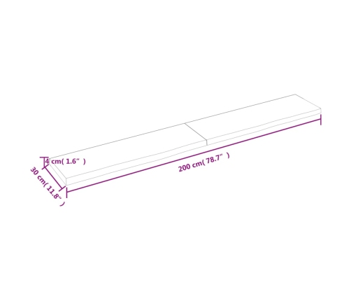 vidaXL Estante pared madera roble tratada marrón oscuro 200x30x(2-4)cm