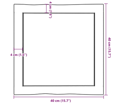 Tablero de mesa madera maciza borde natural 40x40x(2-4) cm