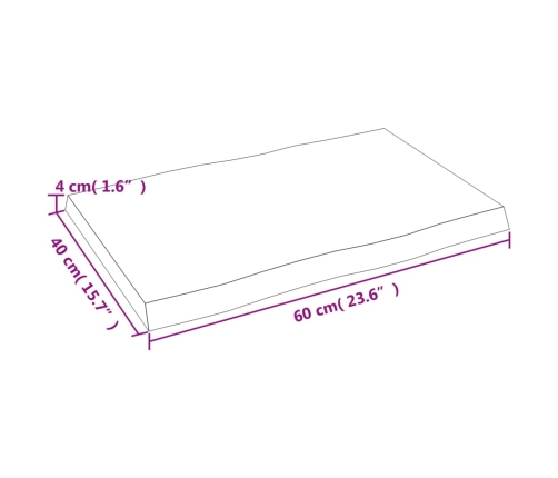 Tablero de mesa madera maciza borde natural 60x40x(2-4) cm