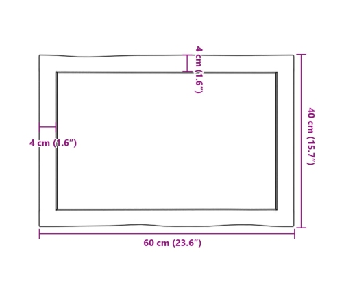 Tablero de mesa madera maciza borde natural 60x40x(2-4) cm