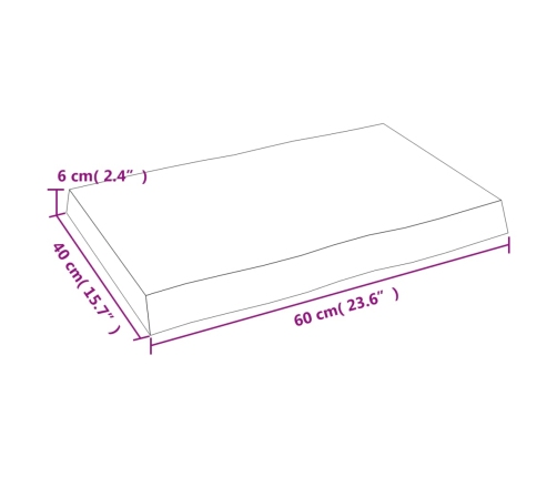 Tablero de mesa madera maciza borde natural 60x40x(2-6) cm