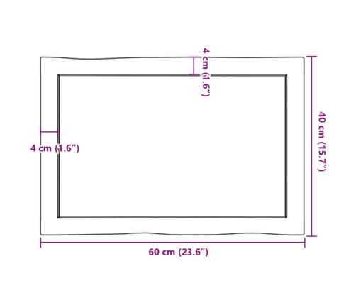 Tablero de mesa madera maciza borde natural 60x40x(2-6) cm