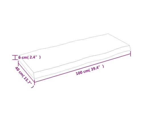 Tablero de mesa madera maciza borde natural 100x40x(2-6) cm