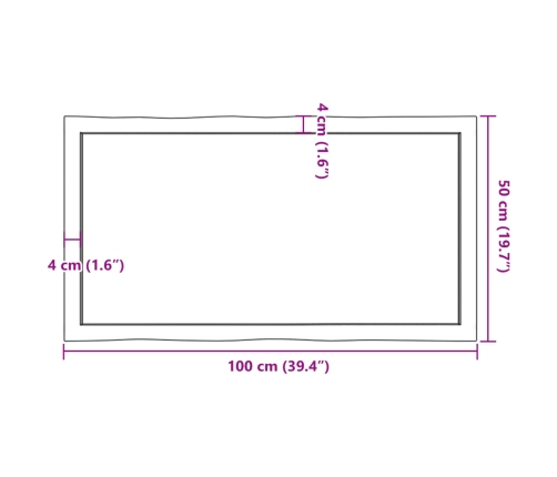 Tablero de mesa madera maciza borde natural 100x50x(2-4) cm