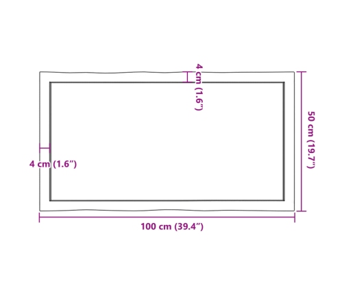 Tablero de mesa madera maciza borde natural 100x50x(2-6) cm