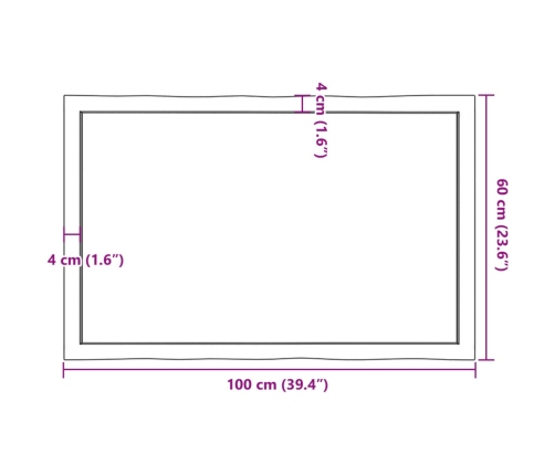 Tablero de mesa madera maciza borde natural 100x60x(2-4) cm