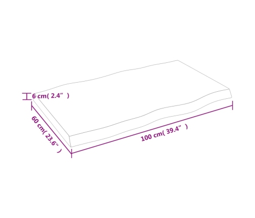 Tablero de mesa madera maciza borde natural 100x60x(2-6) cm