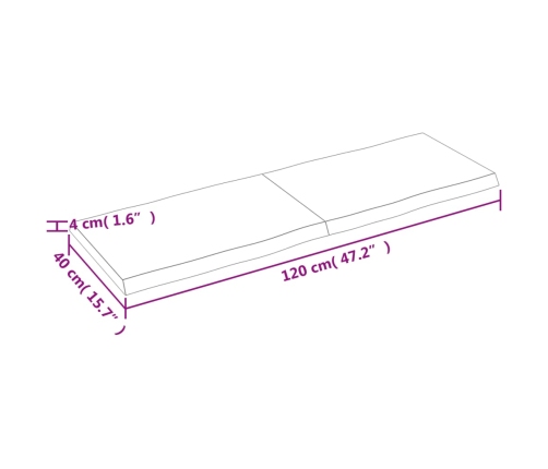 Tablero de mesa madera maciza borde natural 120x40x(2-4) cm