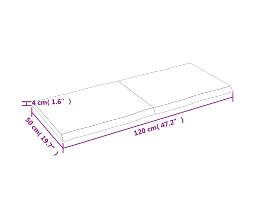 Tablero de mesa madera maciza borde natural 120x50x(2-4) cm