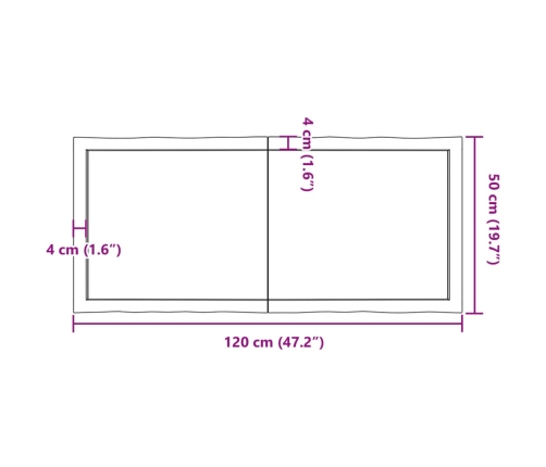 Tablero de mesa madera maciza borde natural 120x50x(2-4) cm