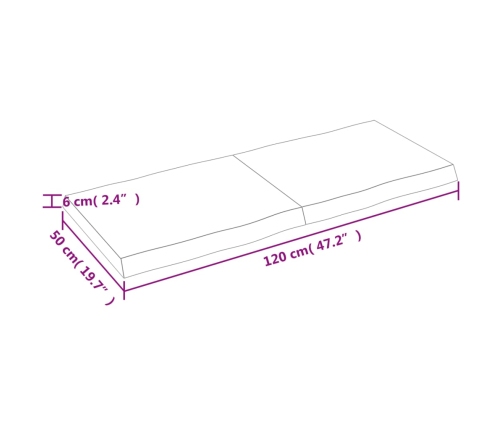 Tablero de mesa madera maciza borde natural 120x50x(2-6) cm