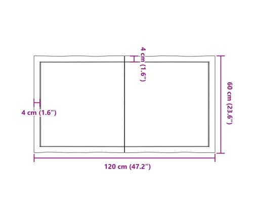 Tablero de mesa madera maciza borde natural 120x60x(2-4) cm